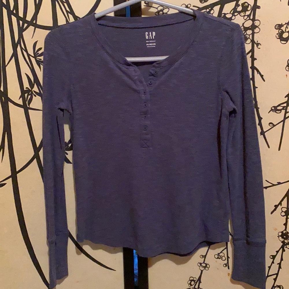 ASO ALT Bella Swan BainBrige Blue Rib Henley Top Twilightcore  Y2K Gap
